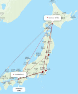 Japan flight map