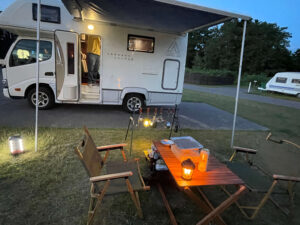 RV camping at Kutchan campground in Hokkaido, Japan