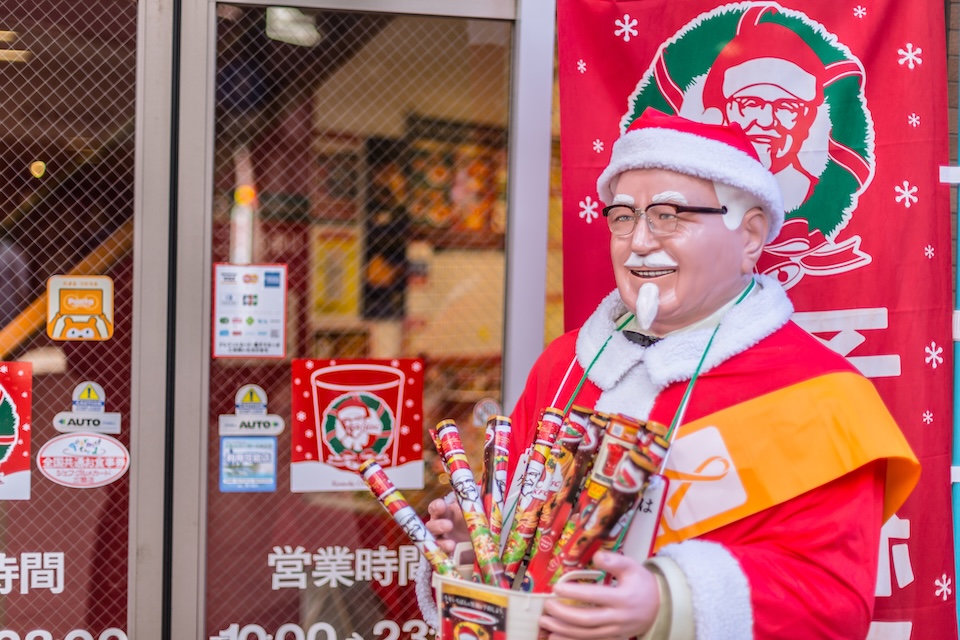 Colonel Sanders as Santa at KFC in Japan