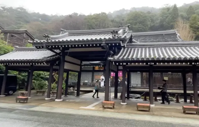 Traditional structure and entrance to hot spring in Japan