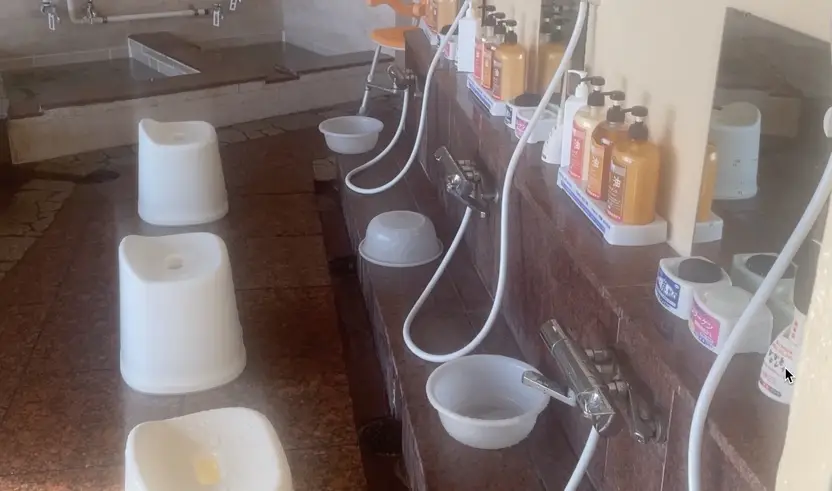 Hot spring washing station in Wakayama Japan