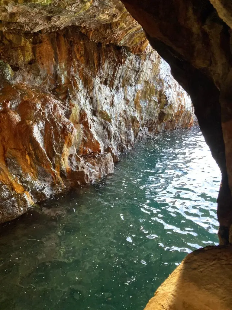 Sandanbeki cave view to ocean in Wakayama Japan