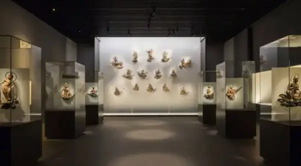 Byodo-in statues national treasure in Hoshokan Museum in Kyoto Japan