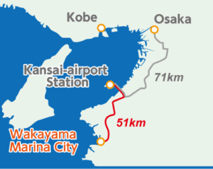 Map diagram of Osaka and Wakayama Japan