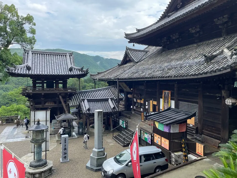 Temple and mountain view in Nara Japan