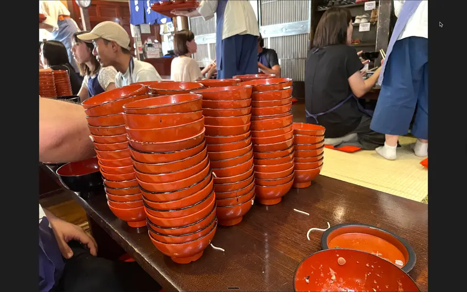 Finished soba bowls in Iwate Japan