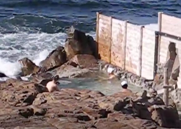 Saki no Yu hot spring by ocean in Shirahama Japan