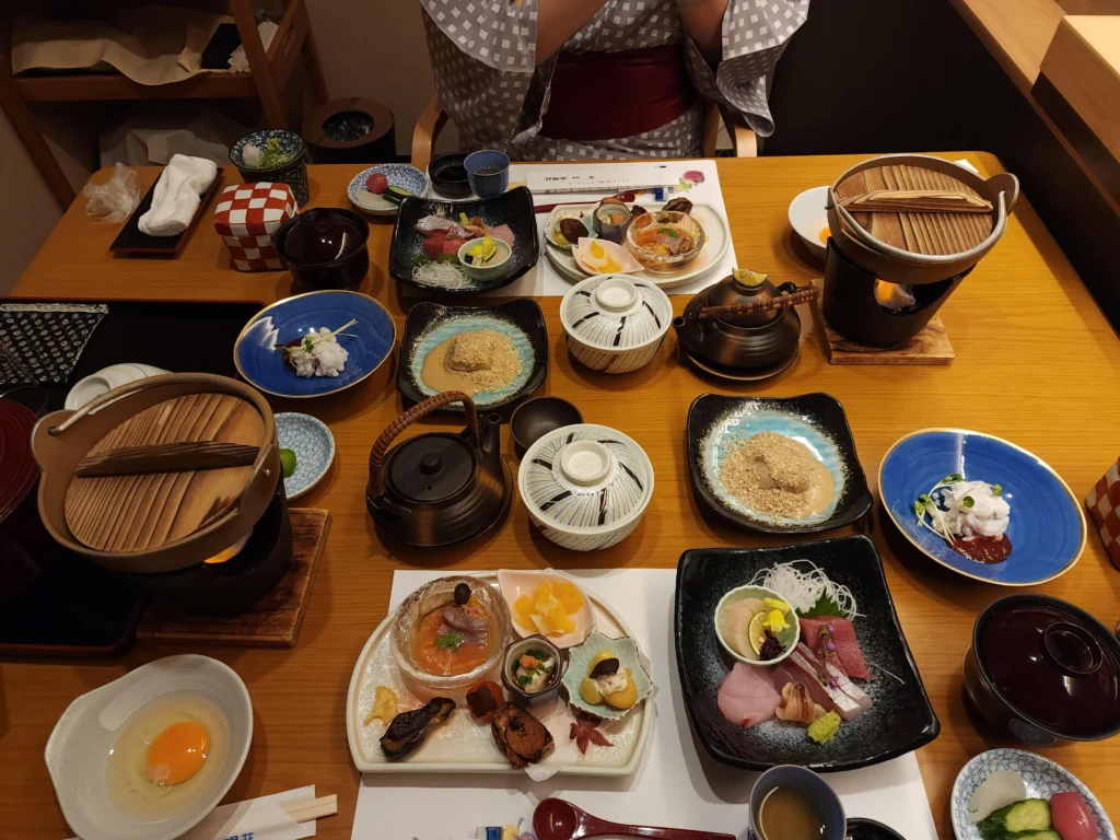 Multi-course meal in Japan Ryokan